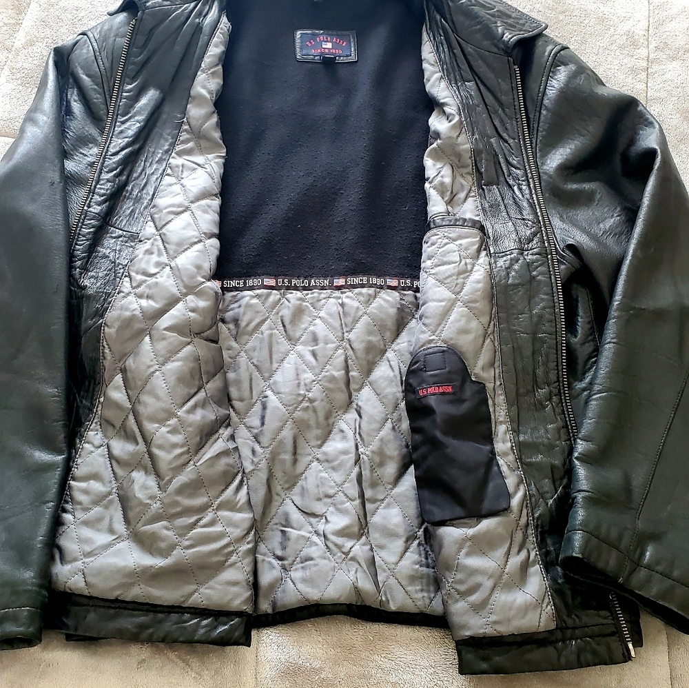 Us Polo Black Men's Leather Jacket.  XL